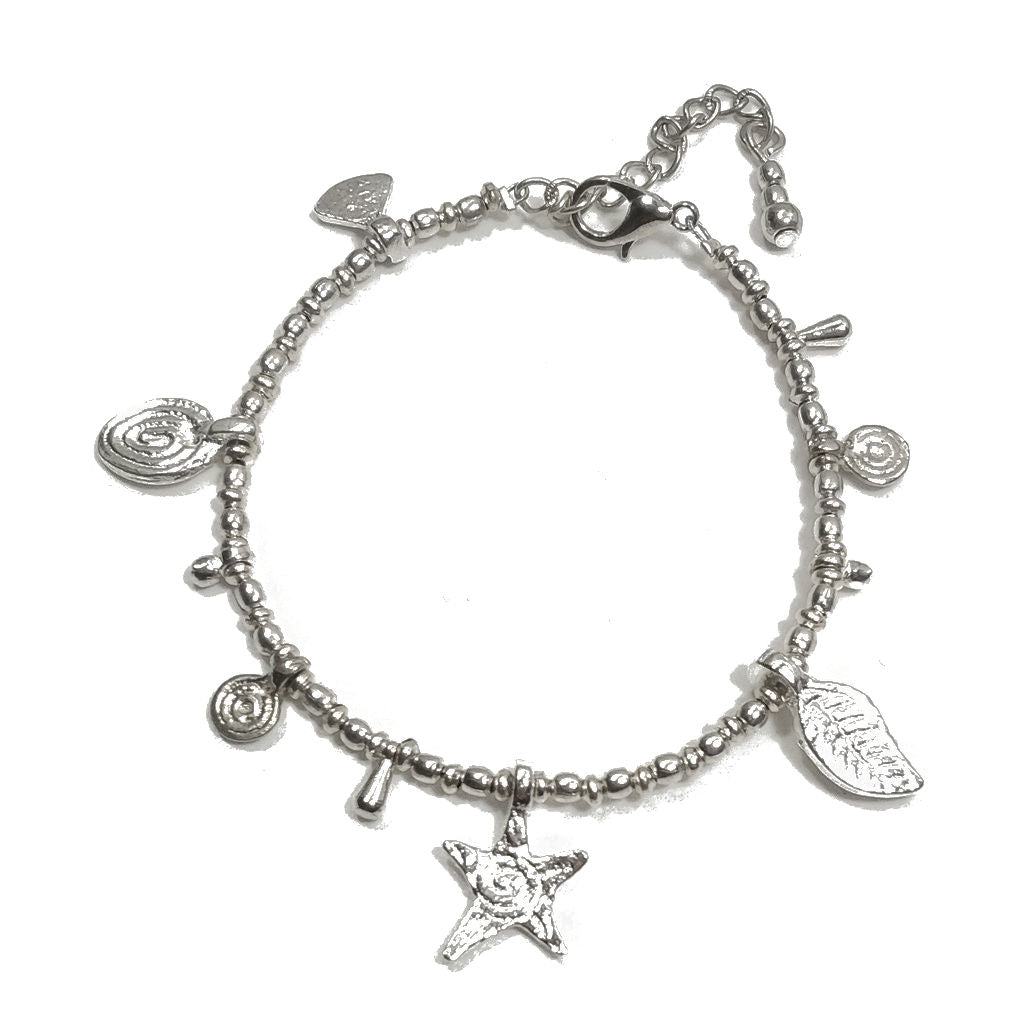 Bracciale artigianale in ottone STELLA SPIRALE FIORI | Bracciale ottone