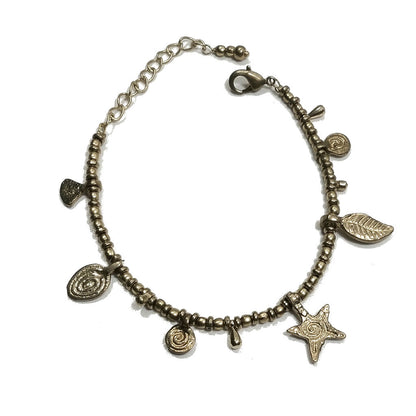 Bracciale artigianale in ottone STELLA SPIRALE FIORI | Bracciale ottone