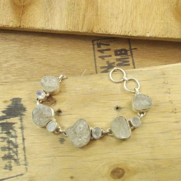 Bracciale argento 925 PIETRA di LUNA grezza