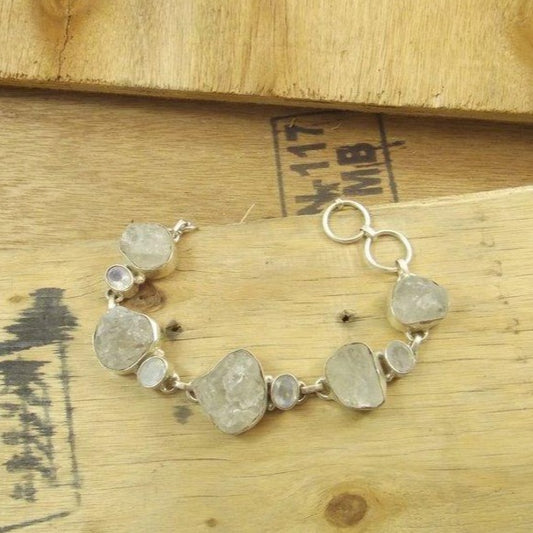 Bracciale argento 925 PIETRA di LUNA grezza