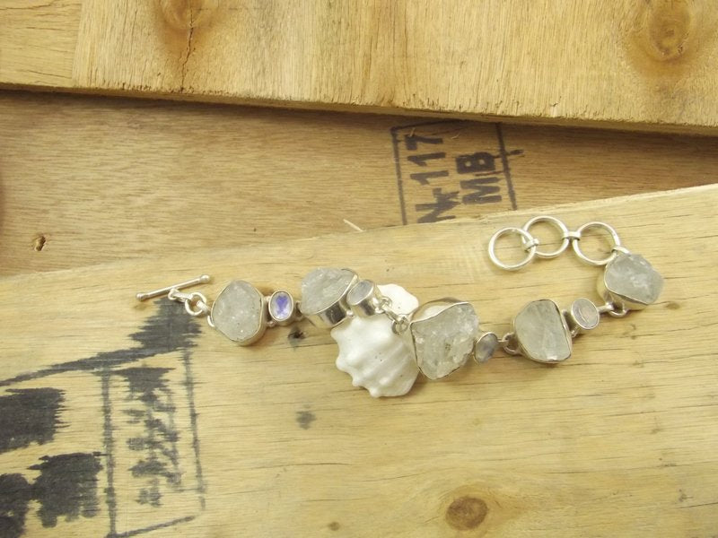 Bracciale argento 925 PIETRA di LUNA grezza – pietre
