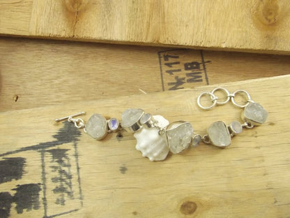 Bracciale argento 925 PIETRA di LUNA grezza – pietre