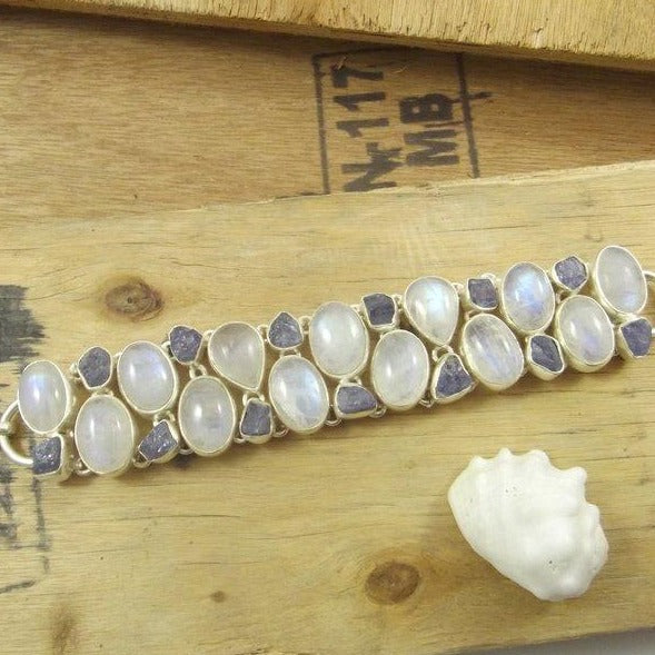 Bracciale argento 925 Pietra di LUNA e TANZANITE