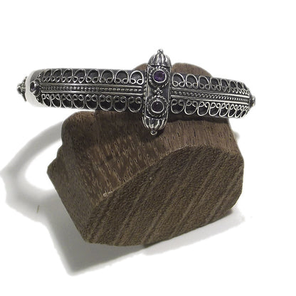 Bracciale etnico NUTAN in argento rigido com AMETISTA | Gioielli etnici Il mondo di Wit