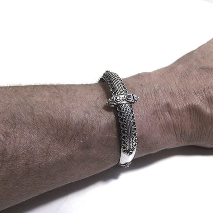 Bracciale etnico NUTAN in argento rigido com AMETISTA | Gioielli etnici Il mondo di Wit
