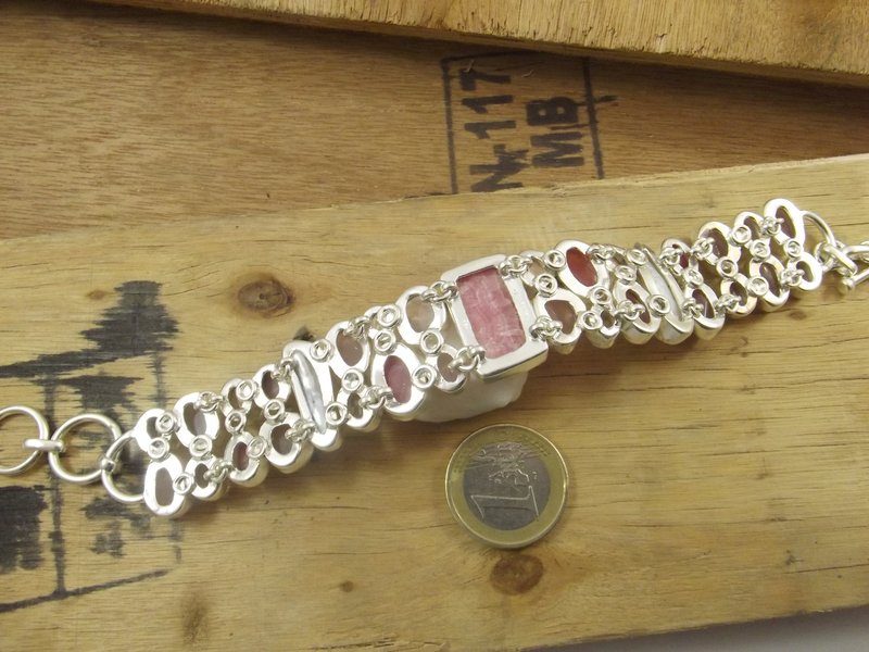 Bracciale argento 925 CRISTALLO di ROCCA e Rodocrosite – immagine3