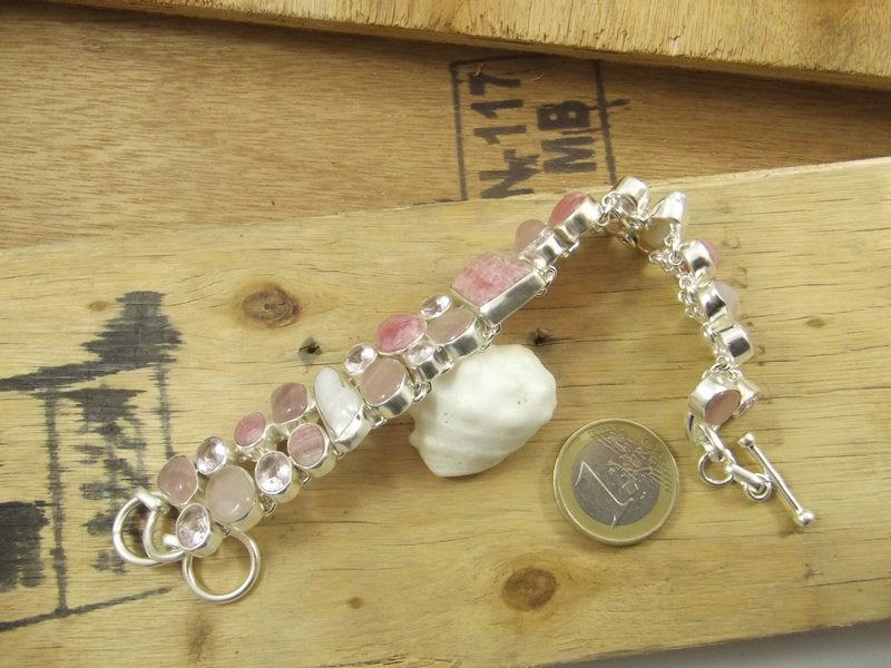 Bracciale argento 925 CRISTALLO di ROCCA e Rodocrosite – immagine4