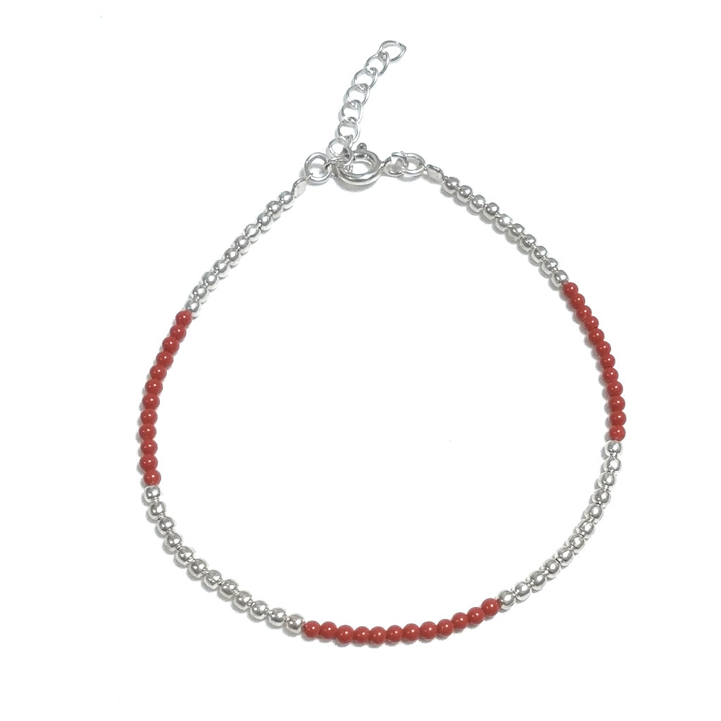 BRACCIALE ARGENTO palline d'argento e corallo rosso | Gioielli in argento