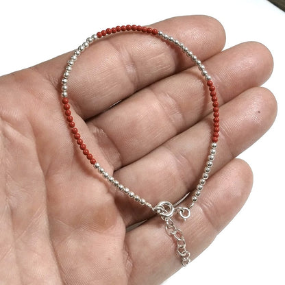 BRACCIALE ARGENTO palline d'argento e corallo rosso | Gioielli in argento