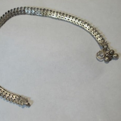 Cavigliera indiana argento semi - rigida – etnica