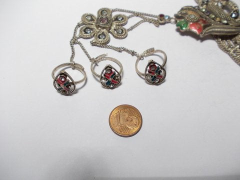 Cavigliera ETNICO /antico argento con anelli – dettagli