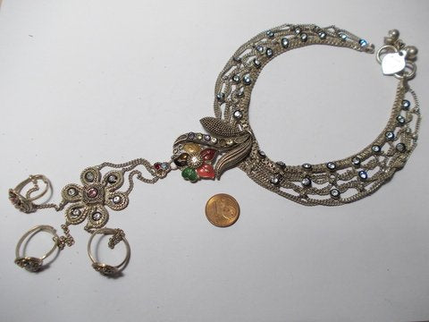 Cavigliera ETNICO /antico argento con anelli