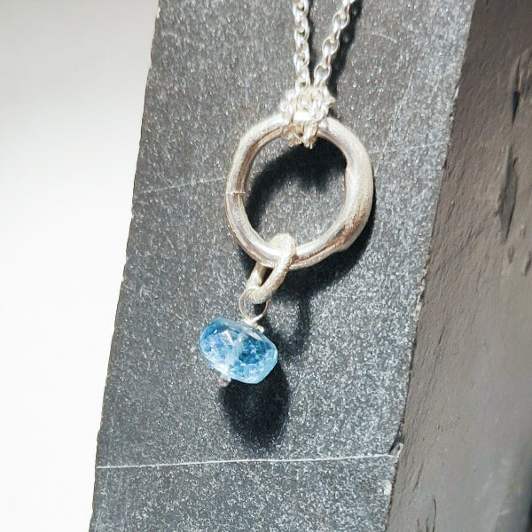 La Collana con pietra il cerchio della vita argento 925 - topazio azzurro