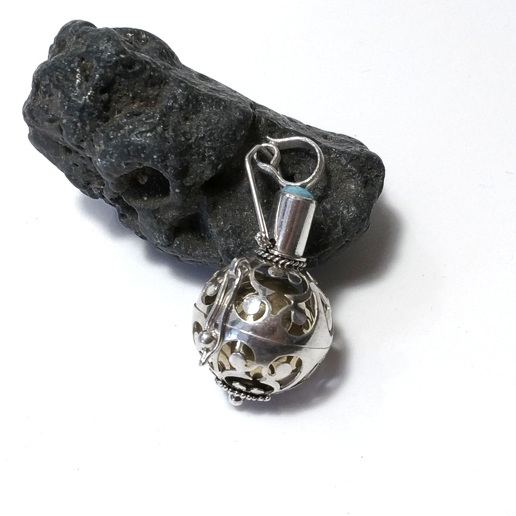 CHIAMA ANGELI in argento 925 Ciondolo artigianale Cristallo di rocca, Quarzo fumè, Turchese