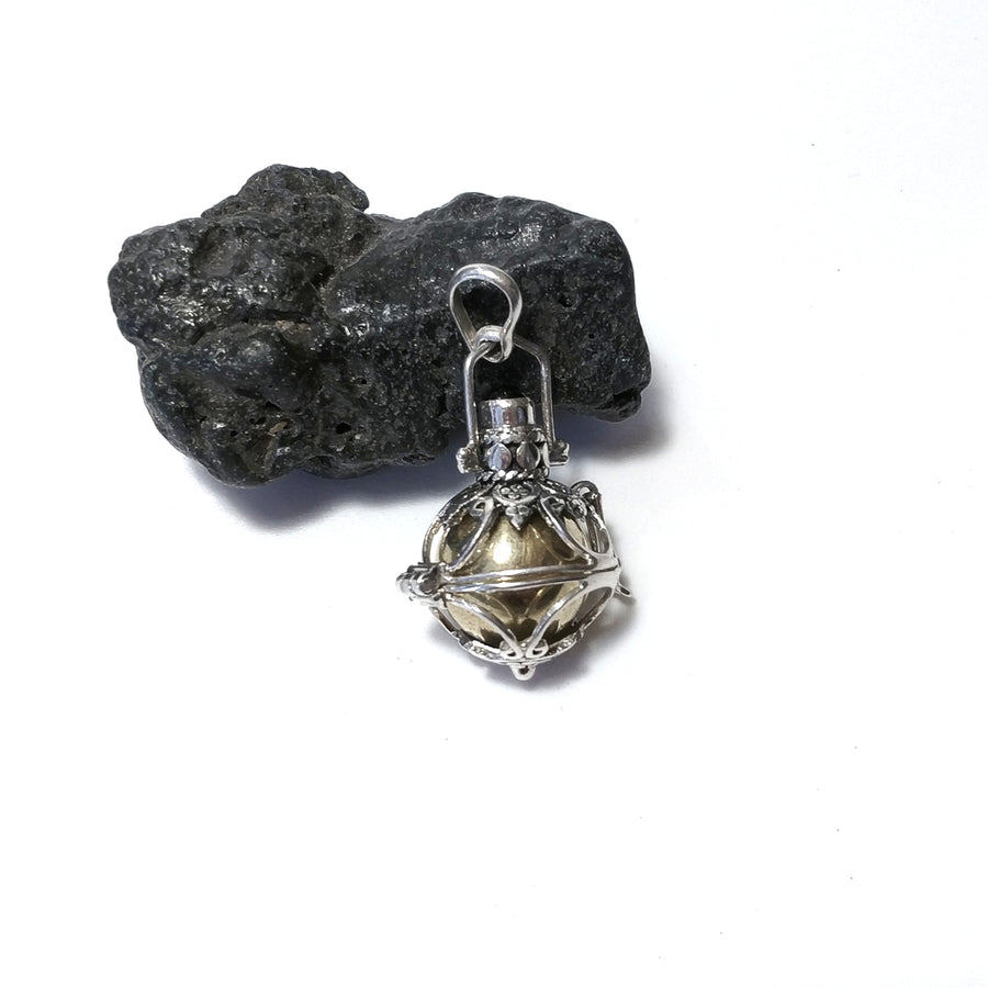 CHIAMA ANGELI | in argento 925 Ciondolo artigianale Onice nero , Cristallo di rocca  | GIOIELLI ETNICI