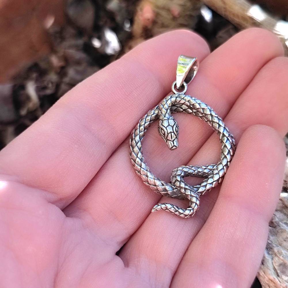 Ciondolo Serpente Uomo In Argento 925 Su Catena - Gioiello Treasure Bay, Regalo Uomo