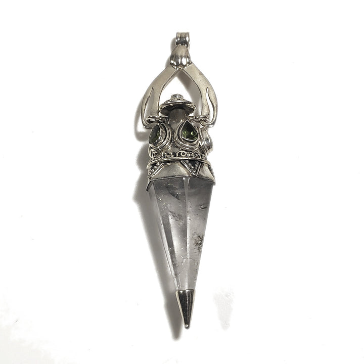 Ciondolo artigianale in argento 925 Ciondolo artigianale Cristallo di rocca, Granato | GIOIELLI ETNICI | Pendolo