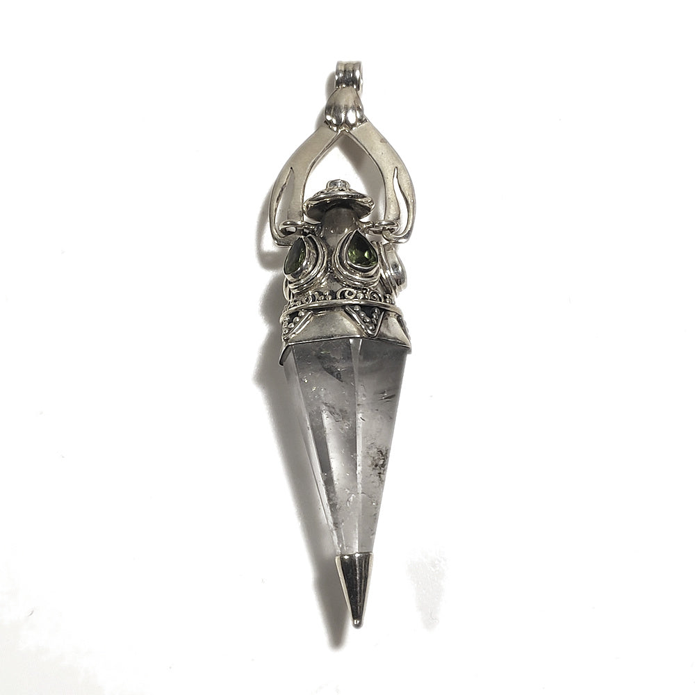 Ciondolo artigianale in argento 925 Ciondolo artigianale Cristallo di rocca, Granato | GIOIELLI ETNICI | Pendolo – immagine7