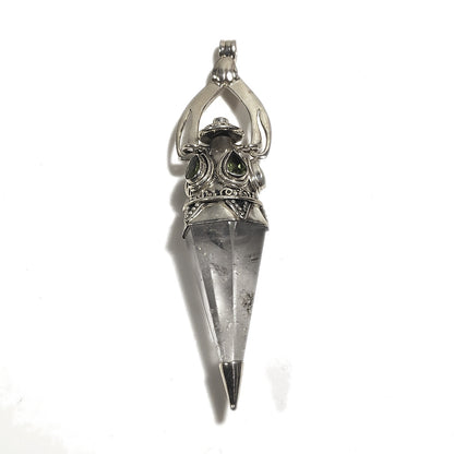 Ciondolo artigianale in argento 925 Ciondolo artigianale Cristallo di rocca, Granato | GIOIELLI ETNICI | Pendolo – immagine7