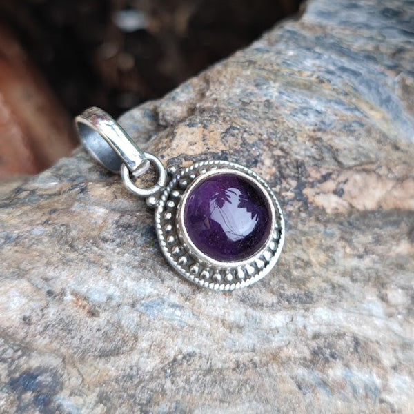 Ciondolo RASHMI con pietra AMETISTA in argento 925 Ciondolo artigianale