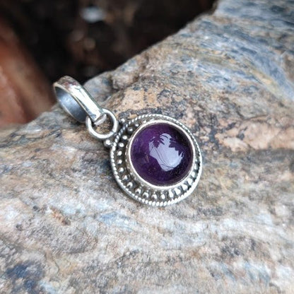 Ciondolo RASHMI con pietra AMETISTA in argento 925 Ciondolo artigianale
