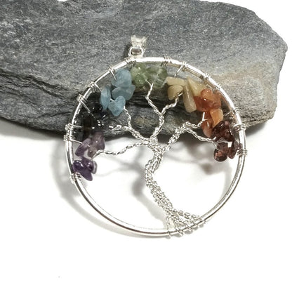 Ciondolo in argento 925 Ciondolo artigianale | Albero della vita con pietre