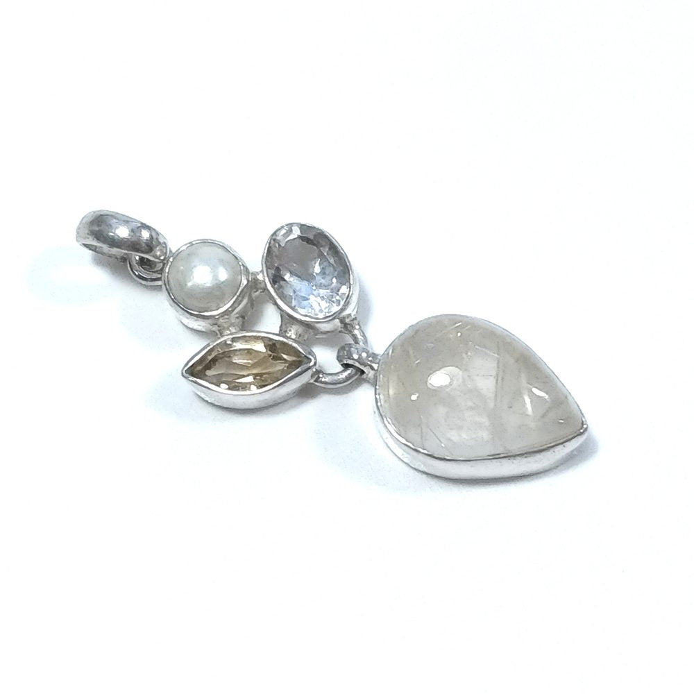 CIONDOLO PIETRA | in argento 925 Citrino Perla Quarzo rutilato | GIOIELLI IN ARGENTO – immagine7