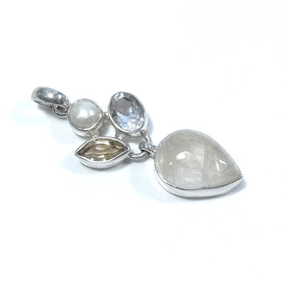 CIONDOLO PIETRA | in argento 925 Citrino Perla Quarzo rutilato | GIOIELLI IN ARGENTO – immagine7