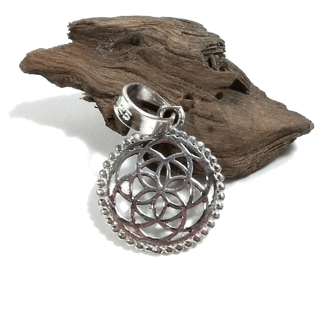 Ciondolo in argento 925 etnico FIORE DELLA VITA | Gioielli mandala