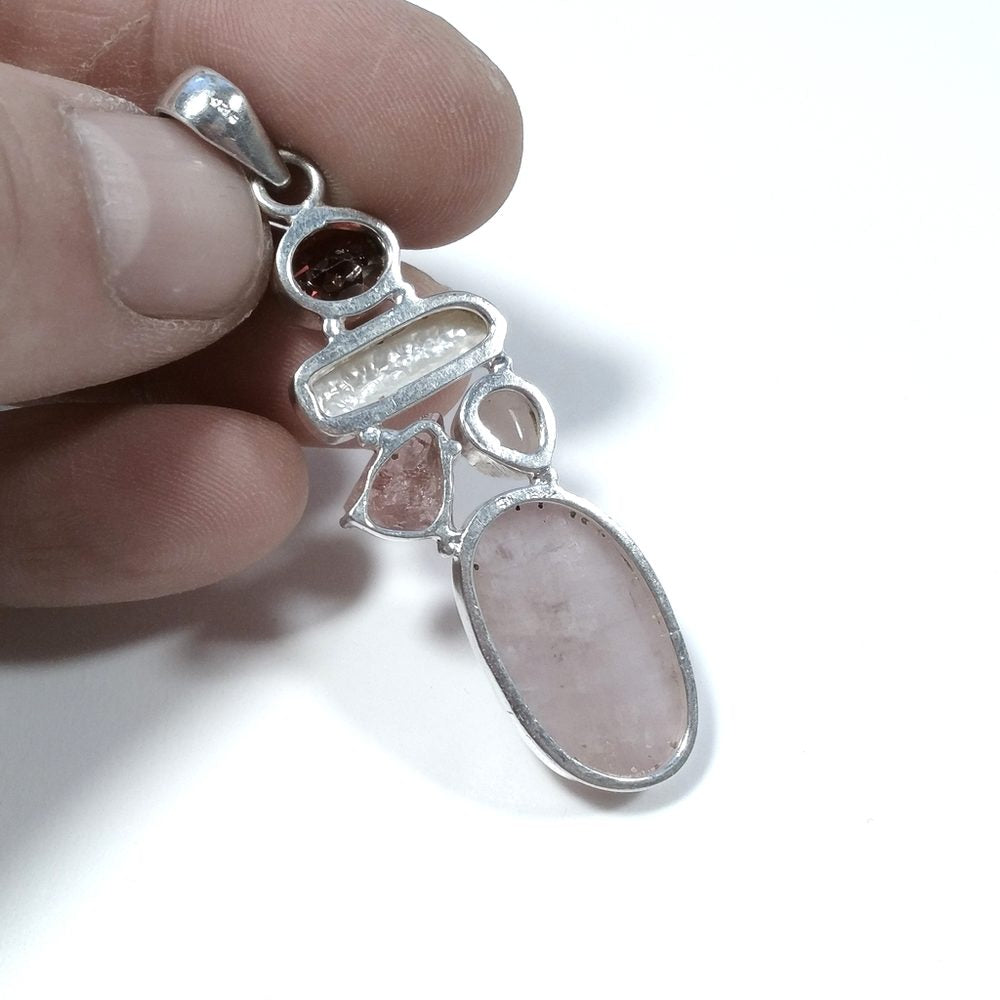 CIONDOLO PIETRA | in argento 925 Ciondolo artigianale Kunzite | GIOIELLI IN ARGENTO – immagine4