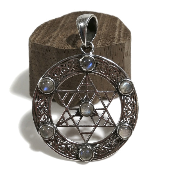 Ciondolo MAHI HEXAGRAM artigianale in argento 925 LABRADORITE