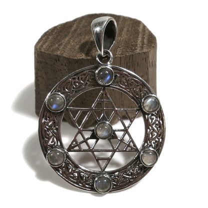 Ciondolo MAHI HEXAGRAM artigianale in argento 925 LABRADORITE
