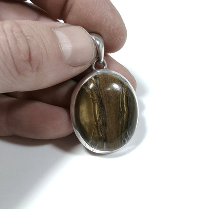 Ciondolo con pietra in argento 925 - occhio di tigre