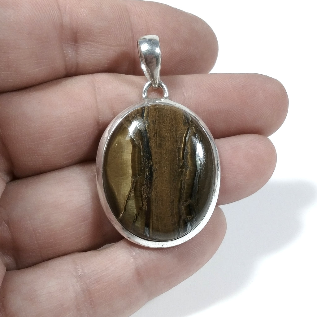 Ciondolo d'argento in argento 925 Ciondolo artigianale Occhio di Tigre | GIOIELLI IN ARGENTO