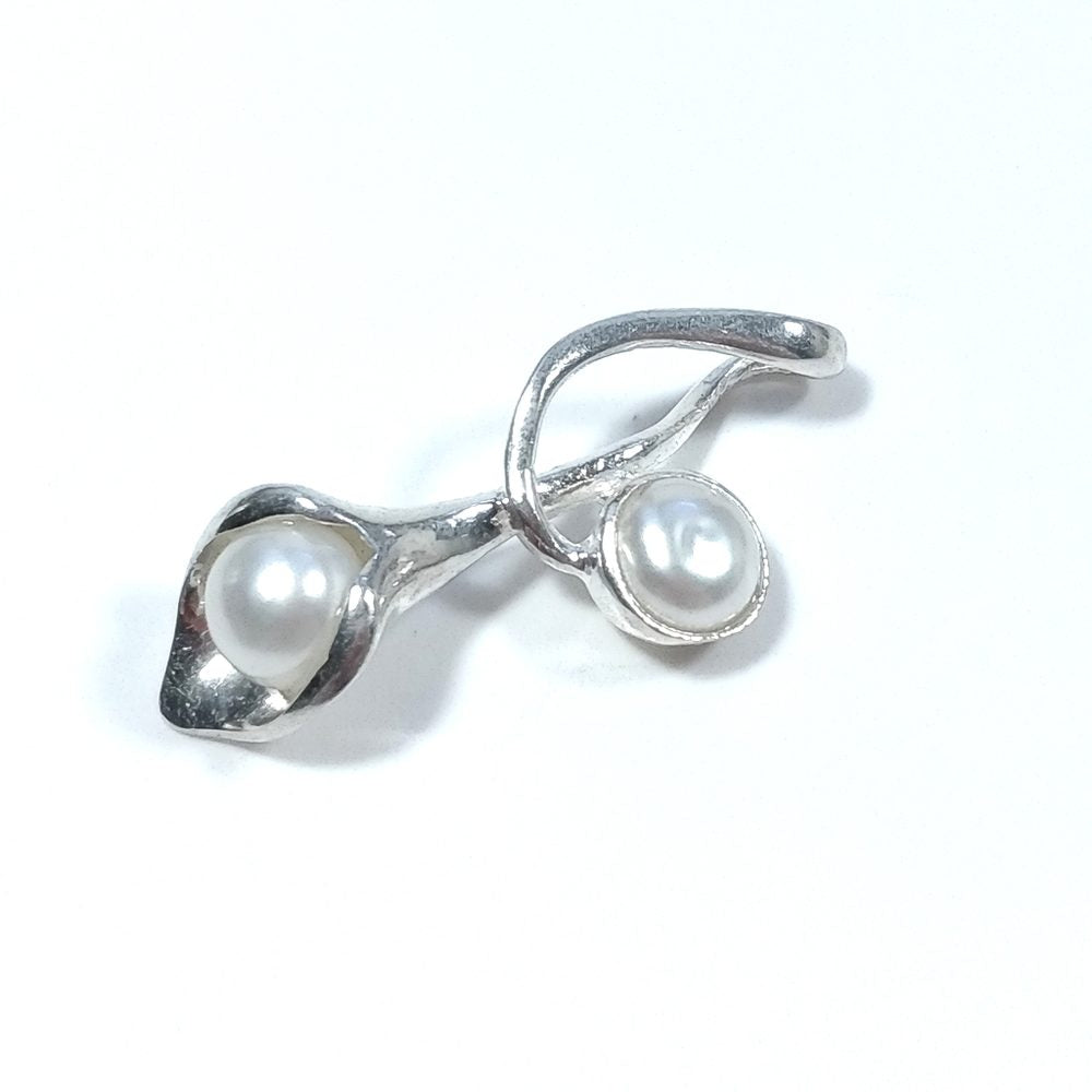 CIONDOLO FORMA CALLA | in argento 925 Ciondolo artigianale Perla | GIOIELLI IN ARGENTO