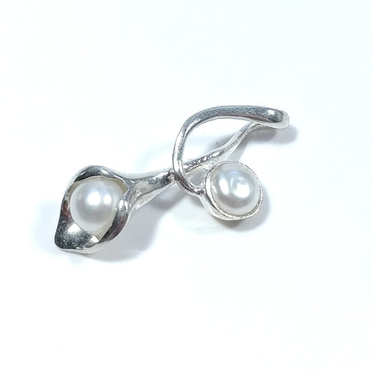 CIONDOLO FORMA CALLA | in argento 925 Ciondolo artigianale Perla | GIOIELLI IN ARGENTO