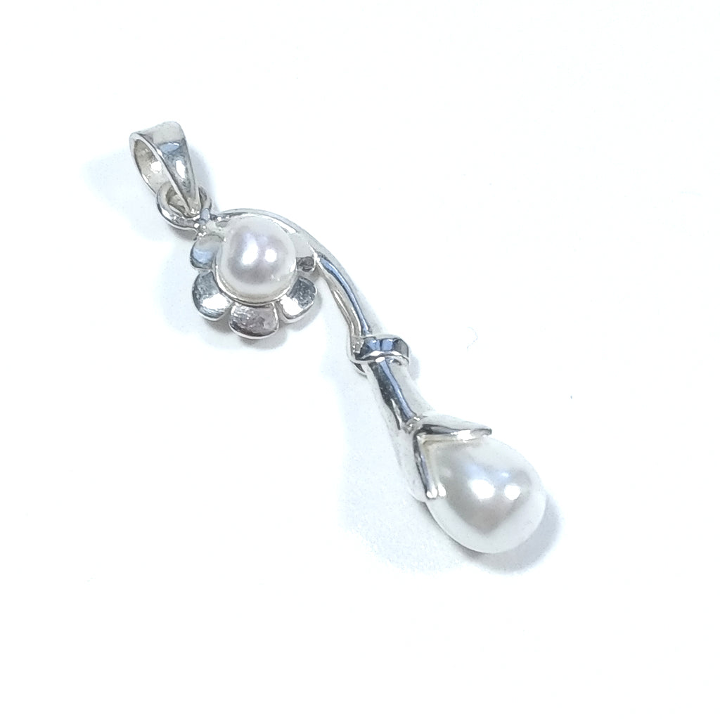 CIONDOLO FORMA CALLA | in argento 925 Ciondolo artigianale Perla | GIOIELLI IN ARGENTO