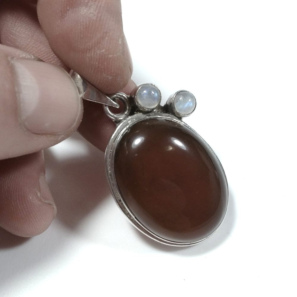 Ciondolo con pietra in argento 925 con Corniola Pietra di Luna – immagine4