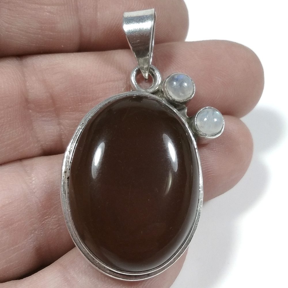 Ciondolo con pietra in argento 925 con Corniola Pietra di Luna | GIOIELLI IN ARGENTO