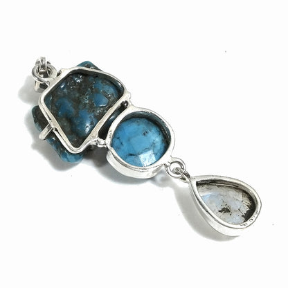 Ciondolo turchese e pietra di luna argento 925 | Ciondolo con pietra | Gioielli argento