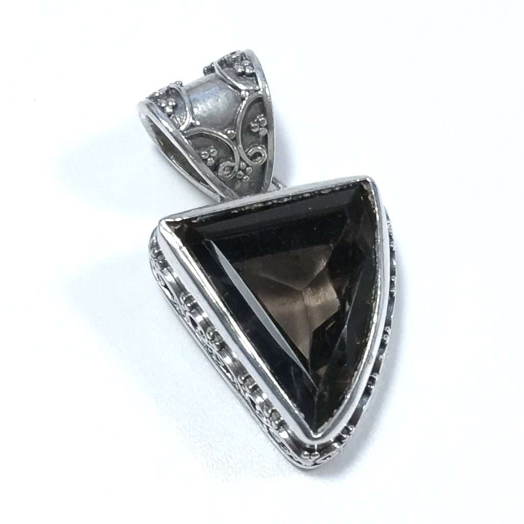 Ciondolo ETNICO in argento 925 con Ciondolo con pietra Quarzo fumè | GIOIELLI IN ARGENTO
