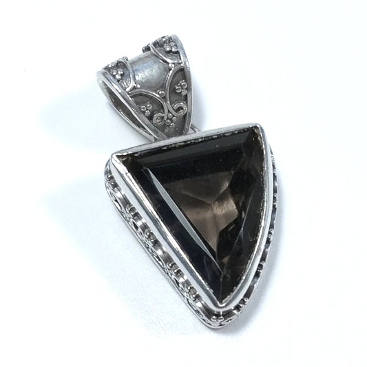 Ciondolo ETNICO in argento 925 con Ciondolo con pietra Quarzo fumè | GIOIELLI IN ARGENTO