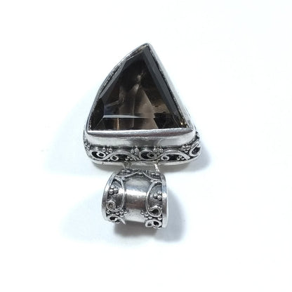 Ciondolo ETNICO in argento 925 con Ciondolo con pietra Quarzo fumè – immagine4