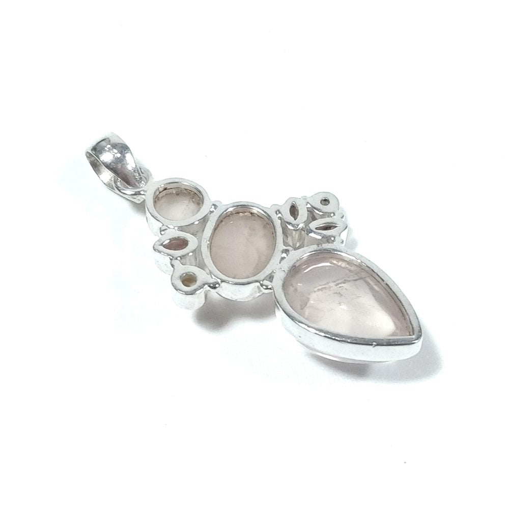Ciondolo artigianale in argento 925 con Quarzo rosa Granato Perla – immagine4