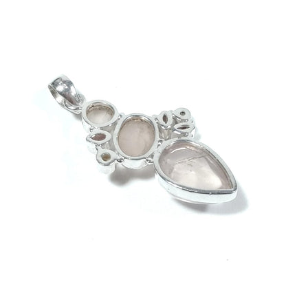 Ciondolo artigianale in argento 925 con Quarzo rosa Granato Perla – immagine4