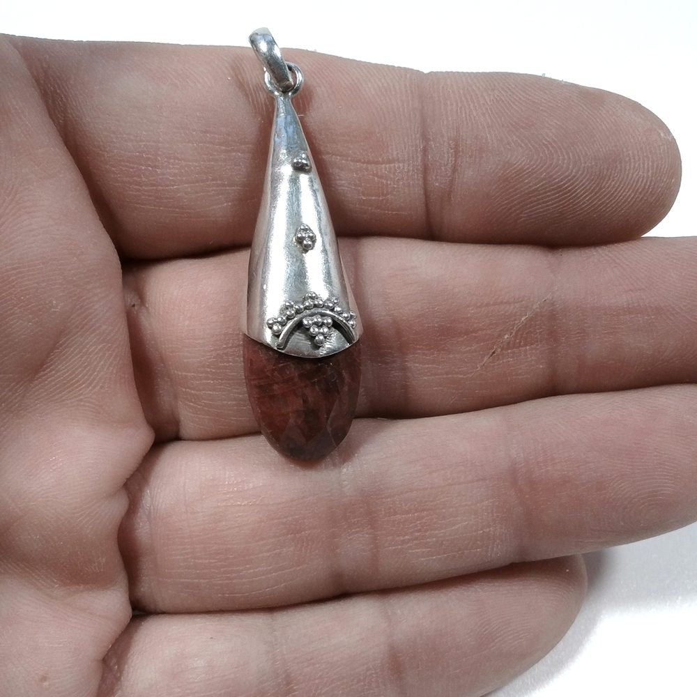 Ciondolo ETNICO in argento 925 con Radice di Rubino | GIOIELLI IN ARGENTO – immagine3