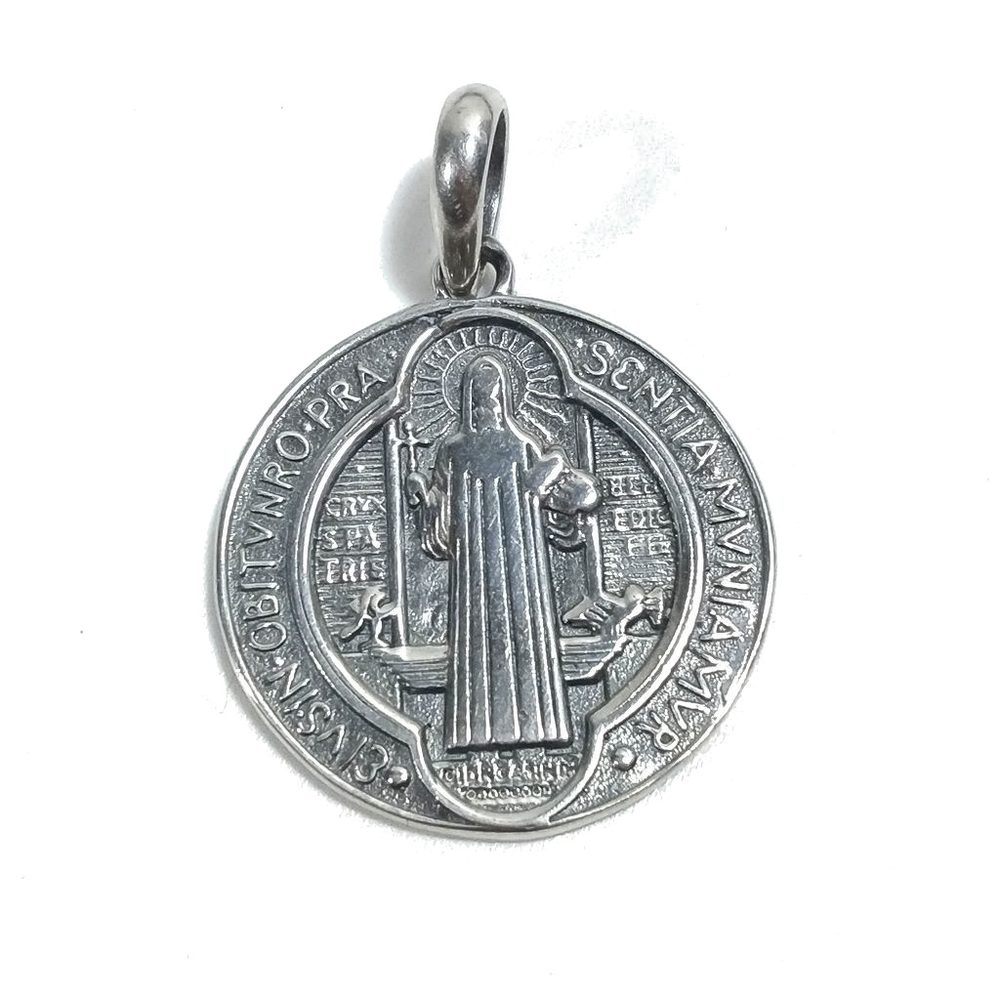 Medaglia di San Benedetto di norcia in argento 925 | Medaglia d'argento | Ciondolo