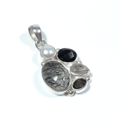 Ciondolo con pietra in argento 925 con Cristallo di rocca Quarzo rutilato Perla | GIOIELLI IN ARGENTO