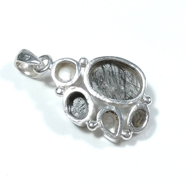Ciondolo con pietra in argento 925 con Cristallo di rocca Quarzo rutilato Perla | GIOIELLI IN ARGENTO