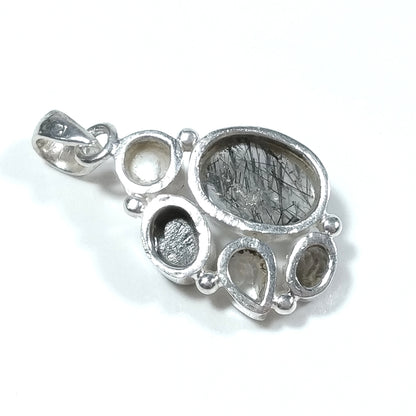 Ciondolo con pietra in argento 925 con Cristallo di rocca Quarzo rutilato e Perla